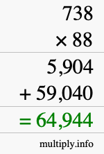 How to calculate 738 times 88 using long multiplication