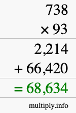 How to calculate 738 times 93 using long multiplication