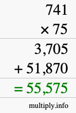 How to calculate 741 times 75 using long multiplication How to calculate 741 times 75 using long multiplication