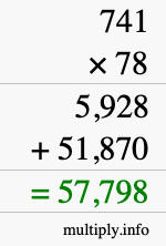 How to calculate 741 times 78 using long multiplication How to calculate 741 times 78 using long multiplication