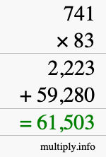 How to calculate 741 times 83 using long multiplication