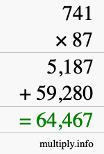 How to calculate 741 times 87 using long multiplication How to calculate 741 times 87 using long multiplication