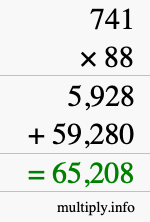 How to calculate 741 times 88 using long multiplication