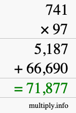 How to calculate 741 times 97 using long multiplication