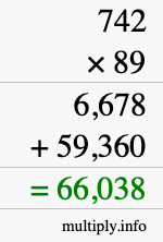 How to calculate 742 times 89 using long multiplication