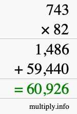 How to calculate 743 times 82 using long multiplication
