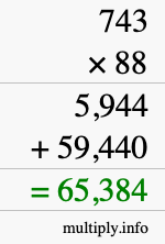 How to calculate 743 times 88 using long multiplication