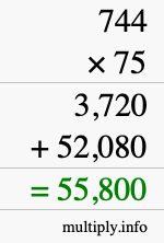 How to calculate 744 times 75 using long multiplication How to calculate 744 times 75 using long multiplication