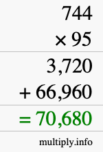 How to calculate 744 times 95 using long multiplication How to calculate 744 times 95 using long multiplication