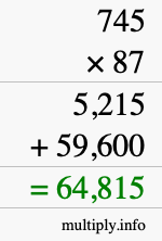How to calculate 745 times 87 using long multiplication