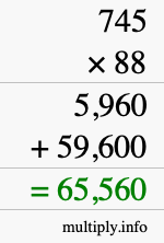 How to calculate 745 times 88 using long multiplication