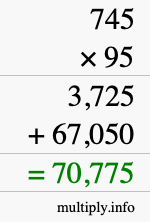 How to calculate 745 times 95 using long multiplication How to calculate 745 times 95 using long multiplication