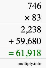 How to calculate 746 times 83 using long multiplication