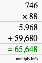 How to calculate 746 times 88 using long multiplication