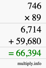 How to calculate 746 times 89 using long multiplication