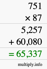 How to calculate 751 times 87 using long multiplication