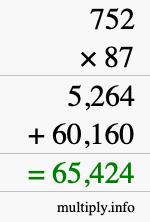 How to calculate 752 times 87 using long multiplication How to calculate 752 times 87 using long multiplication