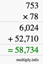How to calculate 753 times 78 using long multiplication