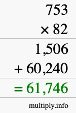 How to calculate 753 times 82 using long multiplication