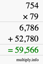 How to calculate 754 times 79 using long multiplication