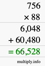 How to calculate 756 times 88 using long multiplication