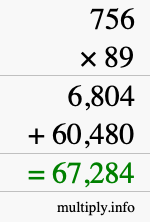 How to calculate 756 times 89 using long multiplication
