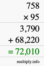 How to calculate 758 times 95 using long multiplication How to calculate 758 times 95 using long multiplication
