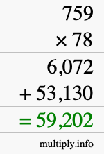How to calculate 759 times 78 using long multiplication