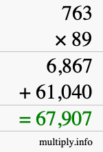 How to calculate 763 times 89 using long multiplication