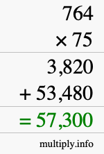 How to calculate 764 times 75 using long multiplication How to calculate 764 times 75 using long multiplication