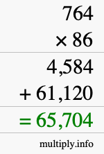 How to calculate 764 times 86 using long multiplication