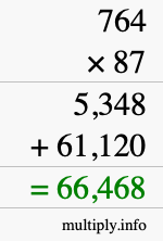 How to calculate 764 times 87 using long multiplication How to calculate 764 times 87 using long multiplication