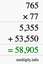 How to calculate 765 times 77 using long multiplication