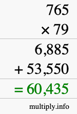 How to calculate 765 times 79 using long multiplication