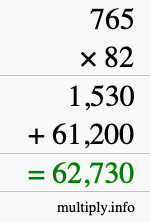 How to calculate 765 times 82 using long multiplication How to calculate 765 times 82 using long multiplication