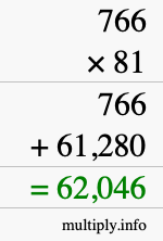 How to calculate 766 times 81 using long multiplication
