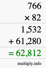 How to calculate 766 times 82 using long multiplication How to calculate 766 times 82 using long multiplication