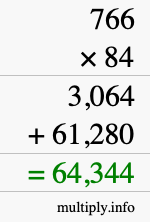 How to calculate 766 times 84 using long multiplication How to calculate 766 times 84 using long multiplication