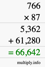 How to calculate 766 times 87 using long multiplication How to calculate 766 times 87 using long multiplication