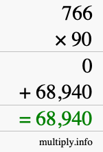 How to calculate 766 times 90 using long multiplication How to calculate 766 times 90 using long multiplication