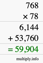 How to calculate 768 times 78 using long multiplication