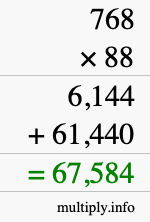 How to calculate 768 times 88 using long multiplication
