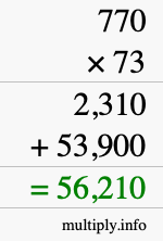 How to calculate 770 times 73 using long multiplication