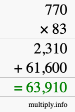 How to calculate 770 times 83 using long multiplication