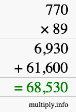 How to calculate 770 times 89 using long multiplication