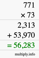 How to calculate 771 times 73 using long multiplication