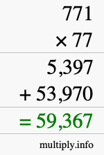 How to calculate 771 times 77 using long multiplication
