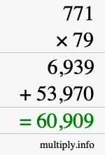 How to calculate 771 times 79 using long multiplication