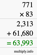 How to calculate 771 times 83 using long multiplication