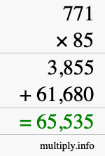 How to calculate 771 times 85 using long multiplication